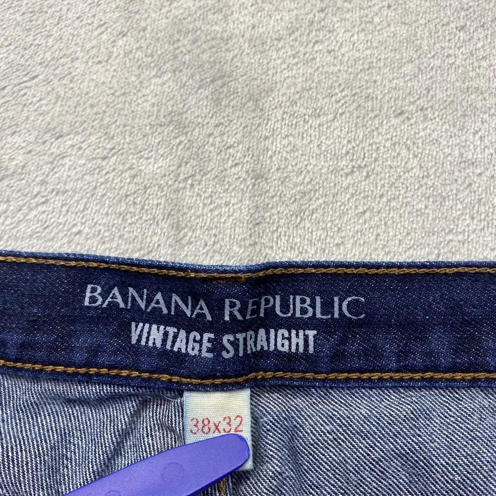 Banana Republic Mens Vintage Straight Jeans‎ Dark Indigo Blue Sz 38 Fits 37